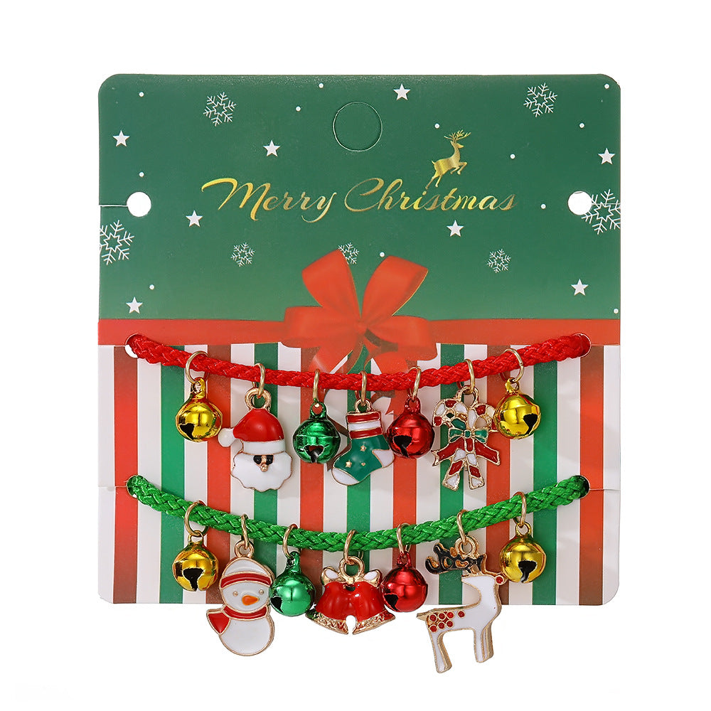 Wholesale Cartoon Oil Dripping Adjustable Christmas Elk Bell Bracelet